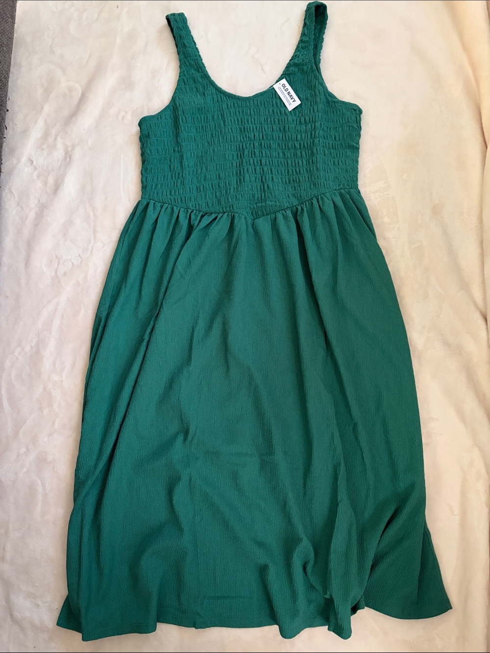 Old Navy Emerald Green Smocked Tank Midi Dress